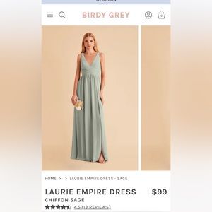 Birdy Grey- LAURIE EMPIRE DRESS in Sage Green Chiffon